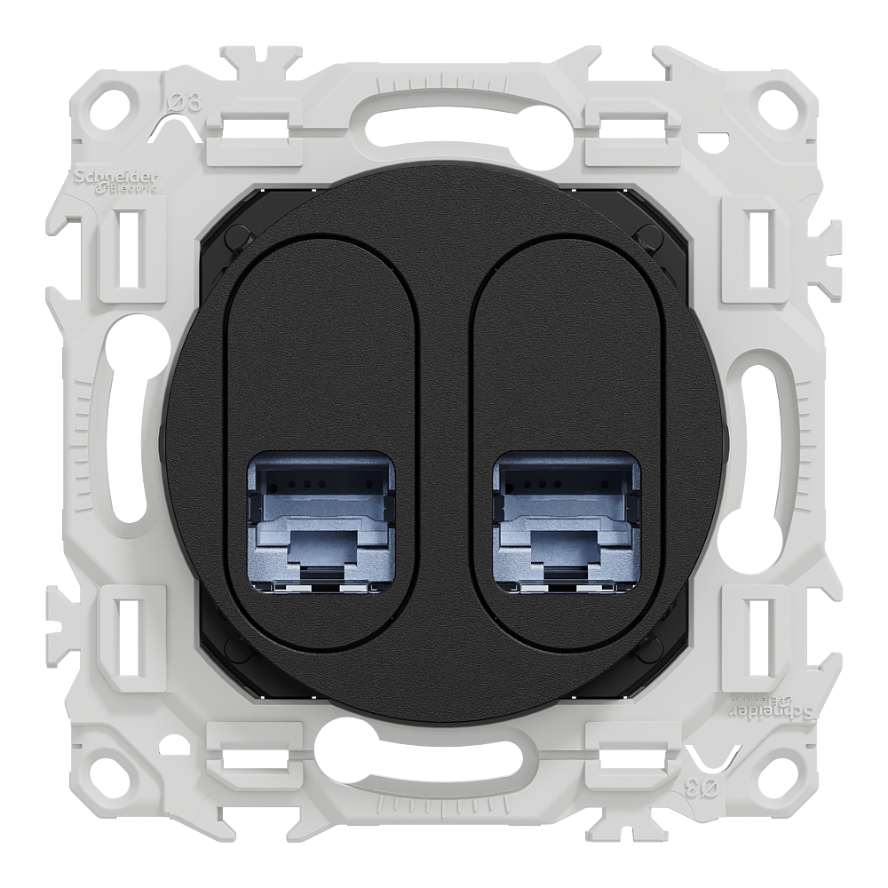 Odace prise double RJ45 cat.6a STP noir